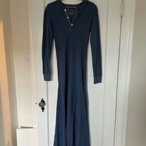 Ralph Lauren Midnight Blue Long-Sleeve Maxi Henley Dress